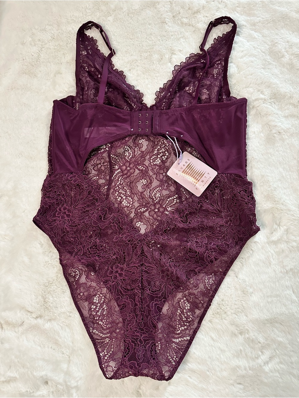 Savage X Fenty By Rihanna Lace Bodysuit - Deep Plum Sz XL NWT Whimsygoth - Picture 6 of 8